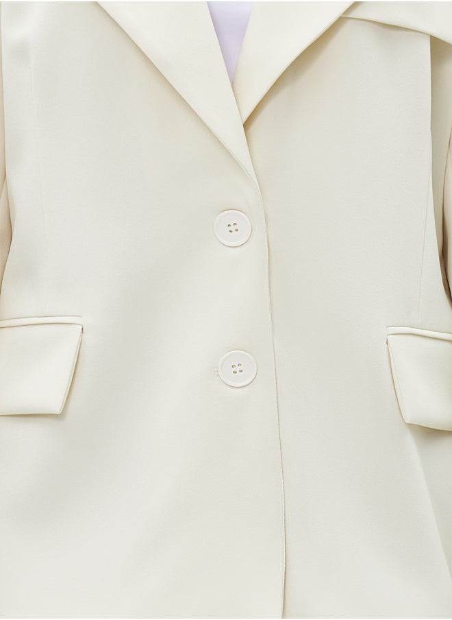trendyol White Oversize Lined Woven Blazer Jacket TWOSS22CE0077  - Image 5
