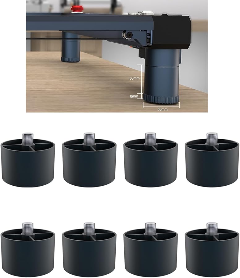Stackable ABS Feet Set of 8 Black 50mm Height Boosting for Engraver Machine Accessories - Image 3