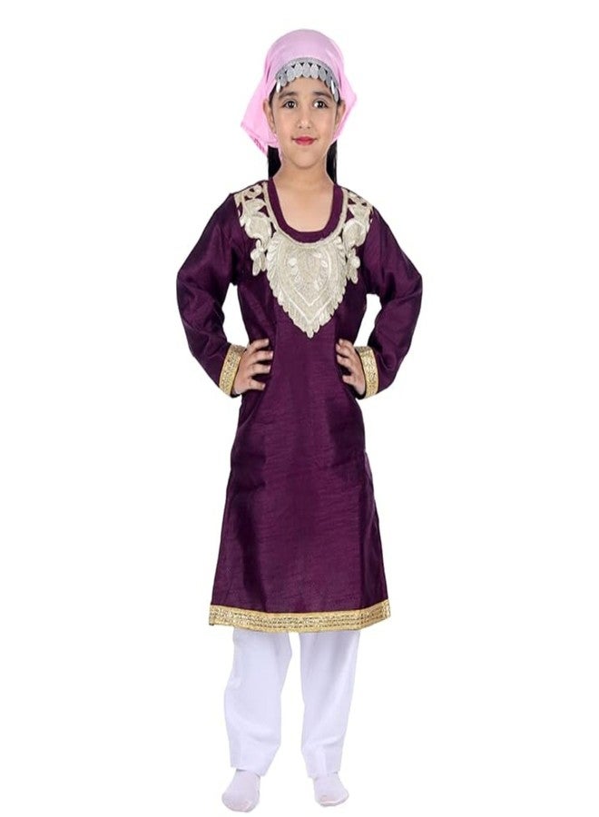 DESI ANDAAZ Kashmiri Girl Dress For Kids Set of 3(Suit,Salwar & Scarf) Indian State & Folk dance Fancy Dress Costume for Kids & Adults - Image 1