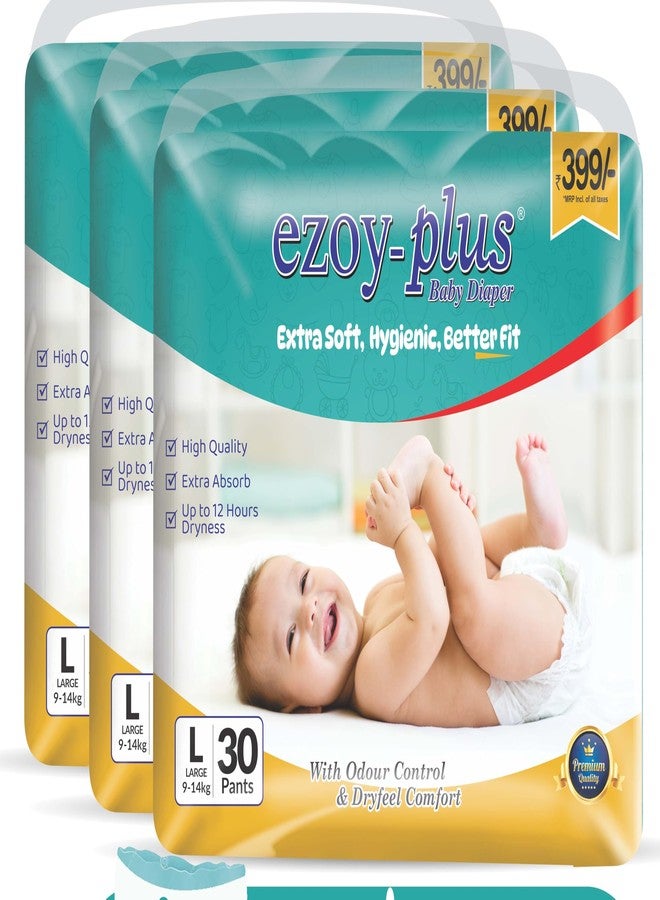 Ezoyplus Extra Soft Baby Diaper Large Size |9-14 kg |Dryfeel Comfort & High Absorption |Diaper For baby|, (L, 90, count) - Image 1