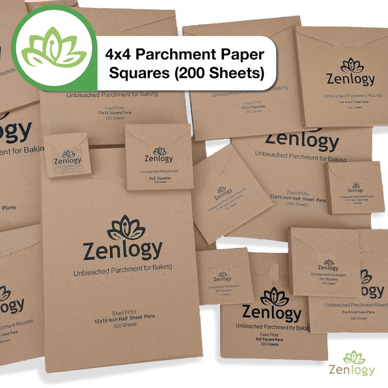 Zenlogy 4x4 Small Parchment Paper Squares (200 sheets) - Unbleached, Non-stick, Pre-cut Parchment Paper - Ideal for Candy Wrappers, Liner Paper, Freezing and Storing, Separating, and Diamond Painting - Image 2