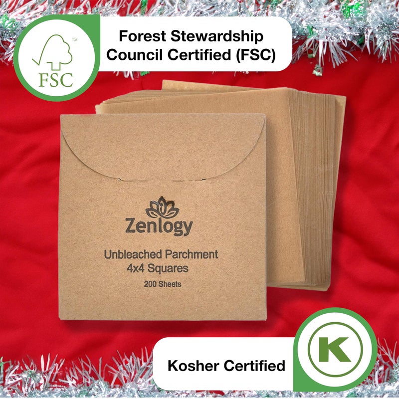 Zenlogy 4x4 Small Parchment Paper Squares (200 sheets) - Unbleached, Non-stick, Pre-cut Parchment Paper - Ideal for Candy Wrappers, Liner Paper, Freezing and Storing, Separating, and Diamond Painting - Image 5