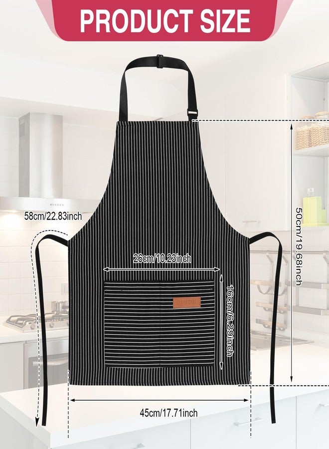 XLSXEXCL 3 Pack Stripes Kids Apron, Adjustable Kids Cooking Aprons with 2 Pockets, Cute Kitchen Chef Baking Aprons for Boys and Girls for Cooking, Cleaning, Painting (Black, gray, red, 45x50cm) - Image 2