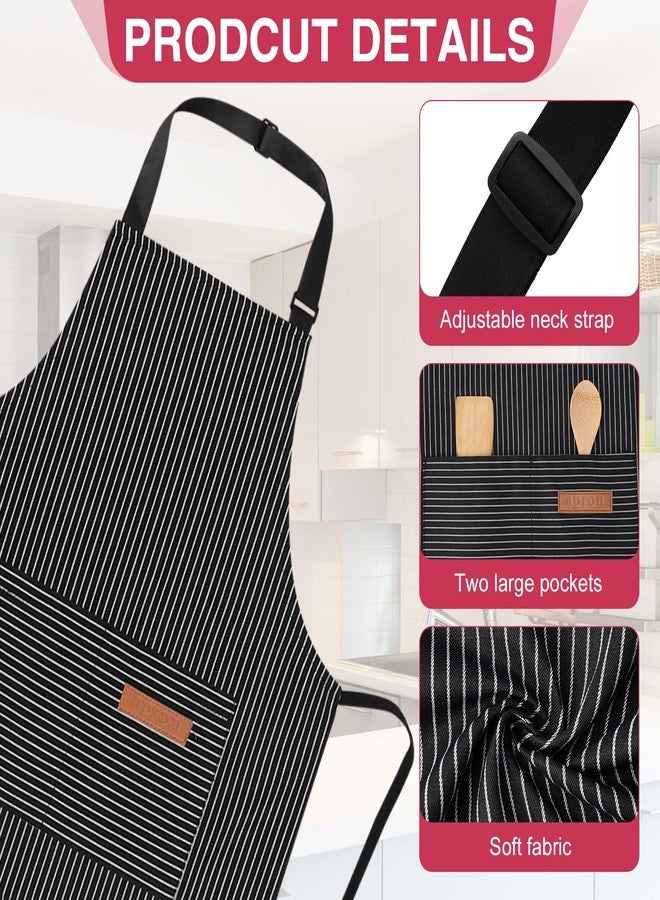 XLSXEXCL 3 Pack Stripes Kids Apron, Adjustable Kids Cooking Aprons with 2 Pockets, Cute Kitchen Chef Baking Aprons for Boys and Girls for Cooking, Cleaning, Painting (Black, gray, red, 45x50cm) - Image 3