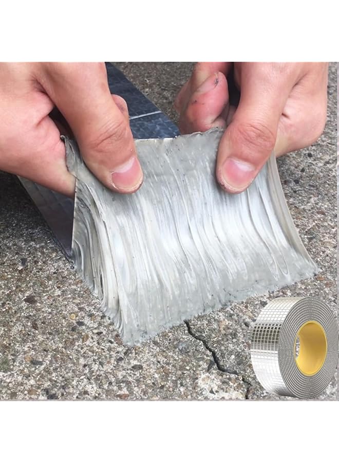 PROMASS promass Waterproof Tape,Waterproof Patch Duct Tape,Repair Aluminum Butyl Tape,Waterproof Leak Proof Repair Tape,Super Waterproof Strong Adhesive Tape for Window Sill Gap Pipe Sealing(5x500CM,Silver)  - Image 1