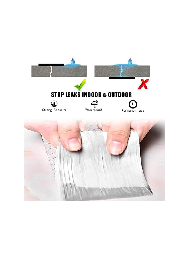 PROMASS promass Waterproof Tape,Waterproof Patch Duct Tape,Repair Aluminum Butyl Tape,Waterproof Leak Proof Repair Tape,Super Waterproof Strong Adhesive Tape for Window Sill Gap Pipe Sealing(5x500CM,Silver)  - Image 4