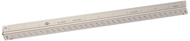 ALVIN Aluminum Architect Triangular Scale Model 2200M-1 Ruler for Drafting and Drawing, Great for Students and Professionals, Architects and Drafters, Anodized Aluminum - 12 Inches - Image 4