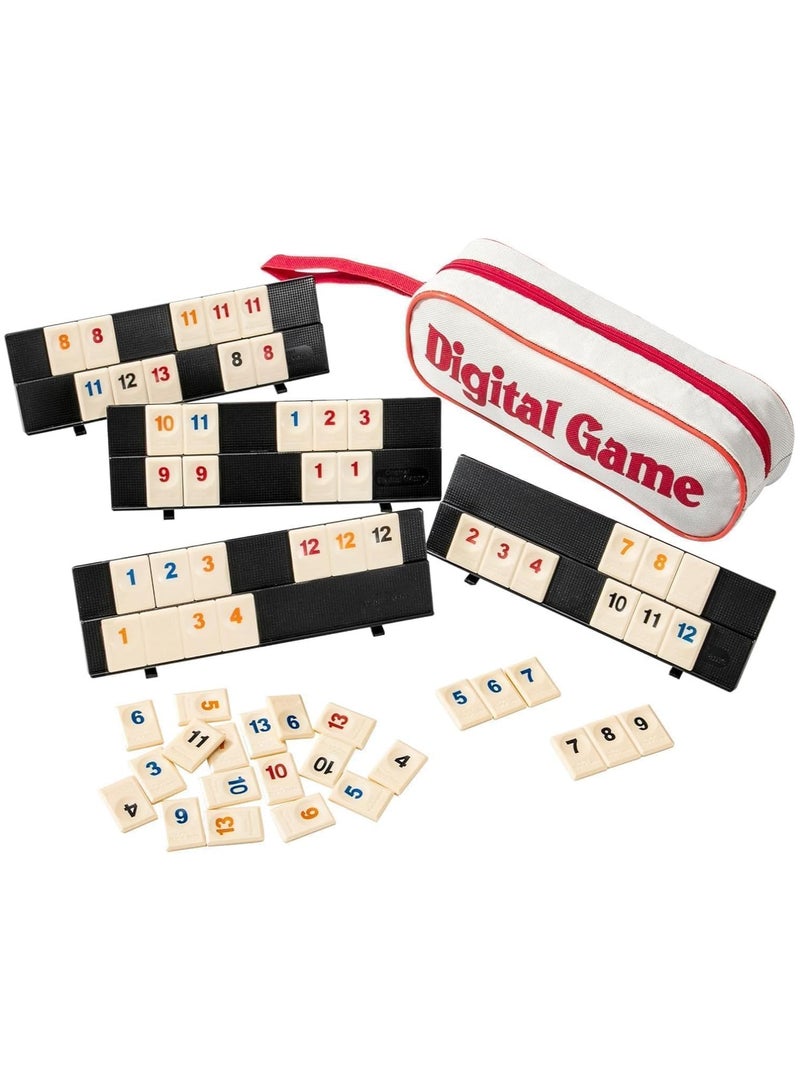 Rummy Cube Game, rummikub, Kids Puzzle Toys Logic Game Parent Child Games, Travel Game Rummy Tiles Set with 4 Tiles Holders for Family Classic Board Games, Adult games - Image 1