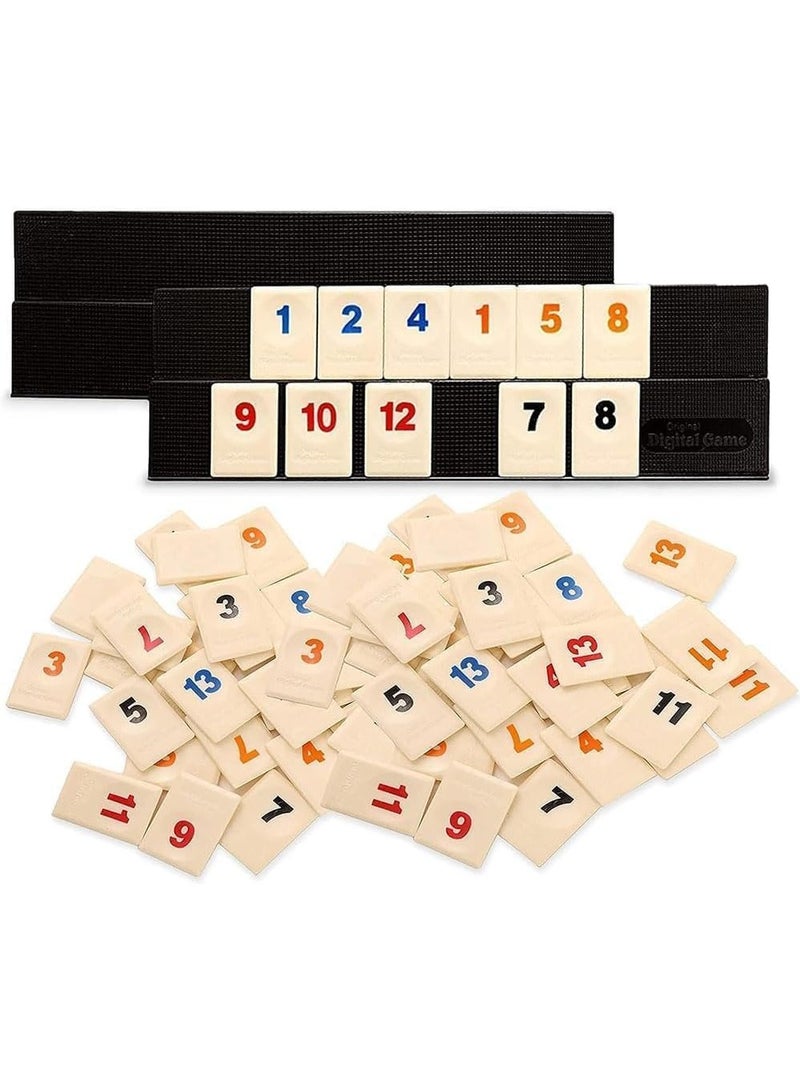 Rummy Cube Game, rummikub, Kids Puzzle Toys Logic Game Parent Child Games, Travel Game Rummy Tiles Set with 4 Tiles Holders for Family Classic Board Games, Adult games - Image 2