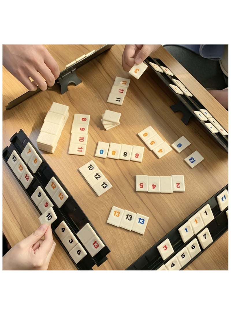 Rummy Cube Game, rummikub, Kids Puzzle Toys Logic Game Parent Child Games, Travel Game Rummy Tiles Set with 4 Tiles Holders for Family Classic Board Games, Adult games - Image 3