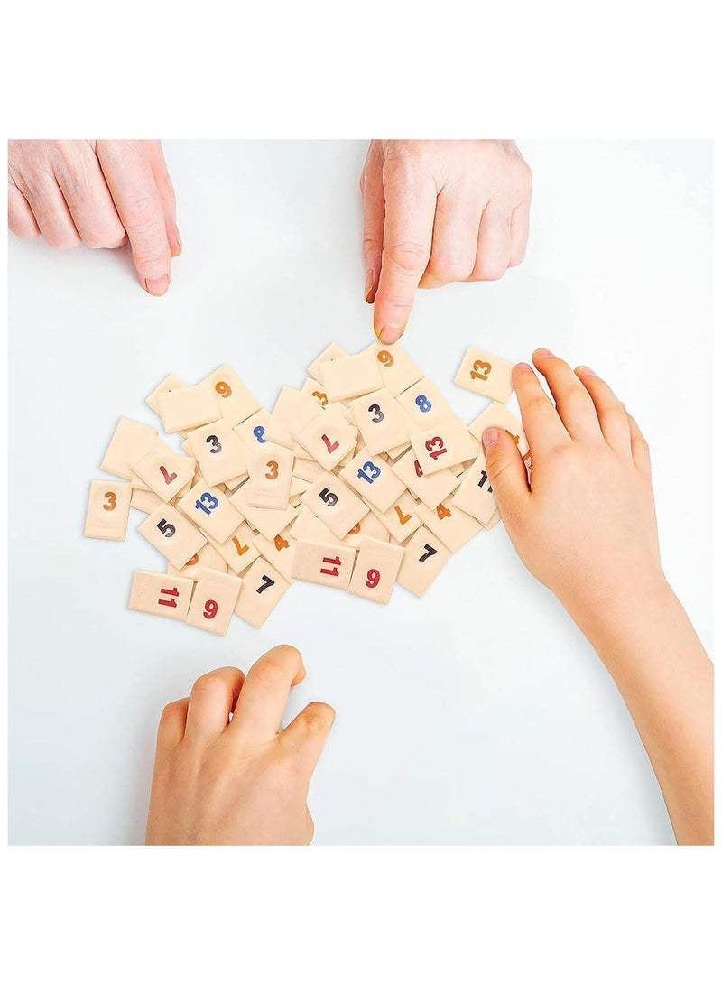 Rummy Cube Game, rummikub, Kids Puzzle Toys Logic Game Parent Child Games, Travel Game Rummy Tiles Set with 4 Tiles Holders for Family Classic Board Games, Adult games - Image 4