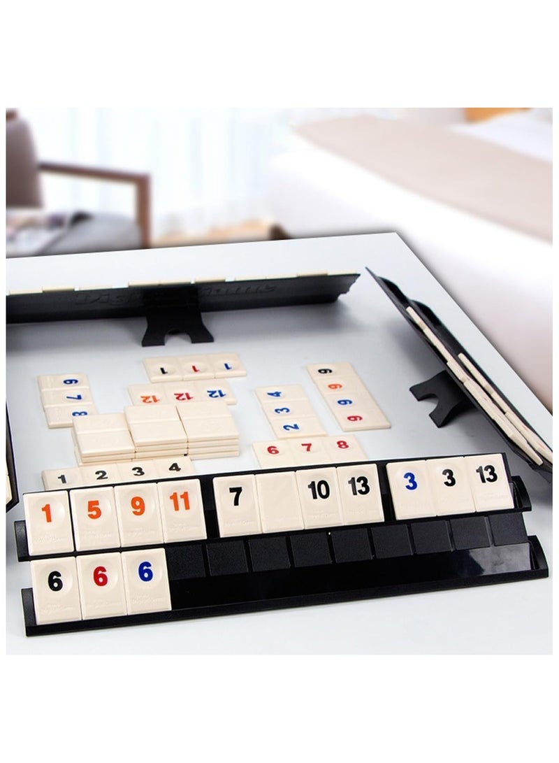 Rummy Cube Game, rummikub, Kids Puzzle Toys Logic Game Parent Child Games, Travel Game Rummy Tiles Set with 4 Tiles Holders for Family Classic Board Games, Adult games - Image 5