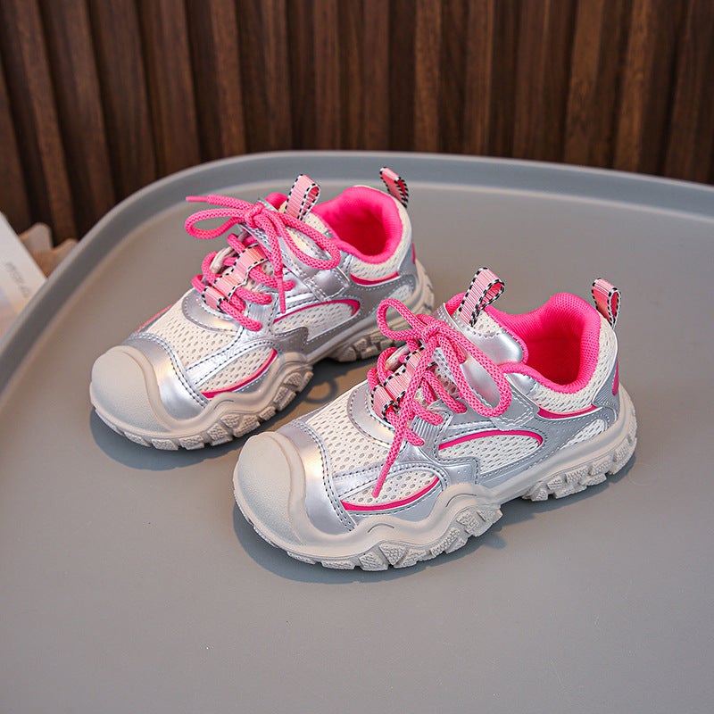 Children'S Mesh Shoes Summer 2025 Autumn New Breathable Trendy Boys Running Shoes Soft Sole Outdoor Girls Sports Shoes - Image 1