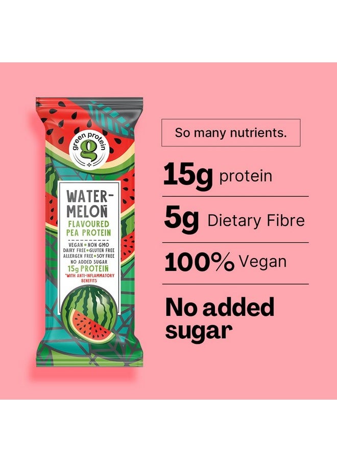 GREEN PROTEIN - Vegan Plant Pea Protein Isolate Powder, 15Gm Protein Per Serving, No Added Sugar, 100% Vegan, Soy, Dairy, Gluten & Allergen Free, Shark Tank, Watermelon Flavor, Pack Of 12, 23 Gm Each - Image 1