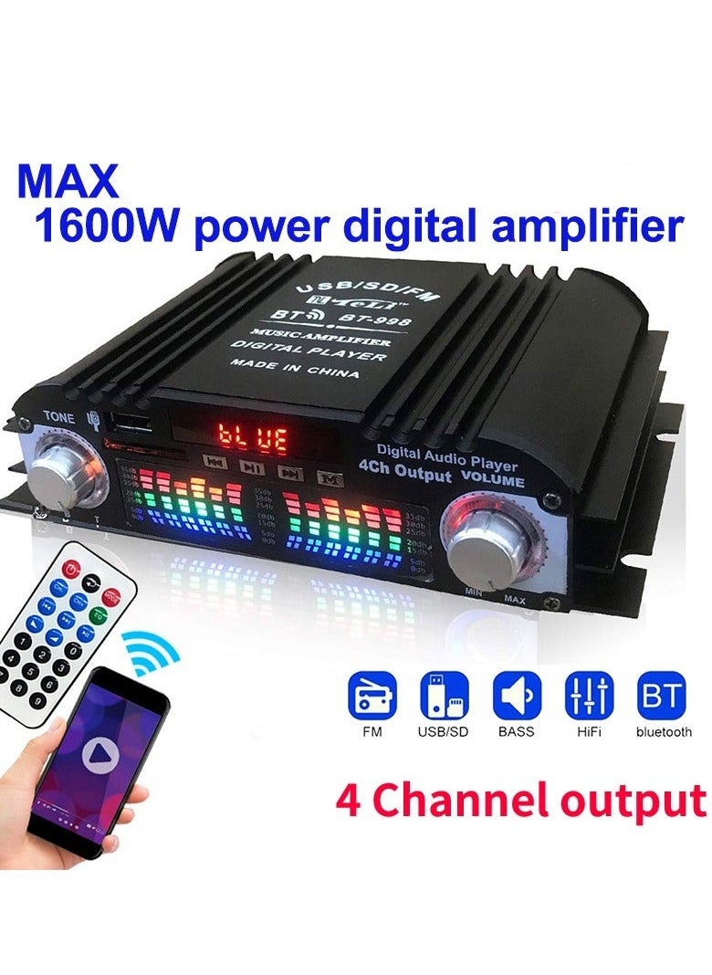 HiFi Sound Amplifier Digital 4 Channel Audio Amplifier Bluetooth Karaoke Player FM Radio Support Remote Control - pzsku/Z95E6837528723350C073Z/45/_/1716276827/364356fe-2ece-47fc-b9cd-424f8a531b0c