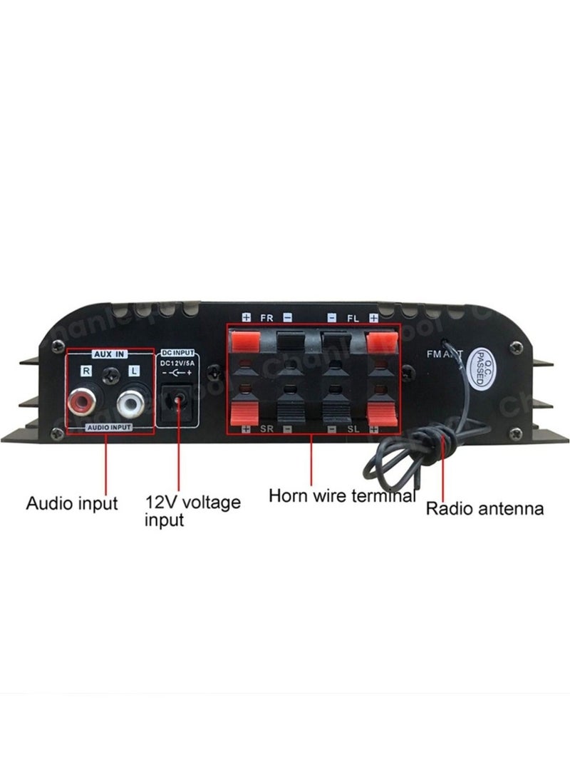 HiFi Sound Amplifier Digital 4 Channel Audio Amplifier Bluetooth Karaoke Player FM Radio Support Remote Control  - Image 3