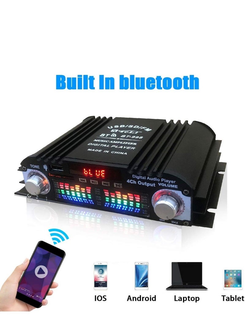 HiFi Sound Amplifier Digital 4 Channel Audio Amplifier Bluetooth Karaoke Player FM Radio Support Remote Control  - Image 4