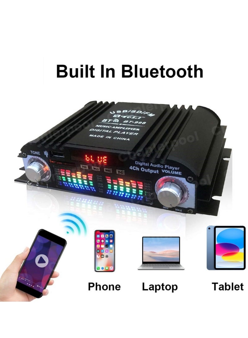 HiFi Sound Amplifier Digital 4 Channel Audio Amplifier Bluetooth Karaoke Player FM Radio Support Remote Control  - Image 5