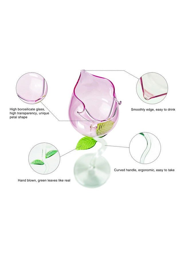 Flylin Rose Flower Wine Glasses, Creative Red Wine Glass Set of 2 Rose Flower Goblet Wine Cocktail Juice Glass for Party Dinner Wedding Festival Kitchen Bar (260ml, 2Pcs) - Image 5