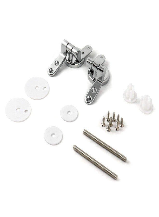 QWORK Toilet Seat Sturdy Hinge Replacement Parts, Stainless Steel Hinge Mountings with Bolts and Nuts, 9/16" Hole Pitch, 3-13/16" Overall Length, Only for Standard Toilets - Image 1