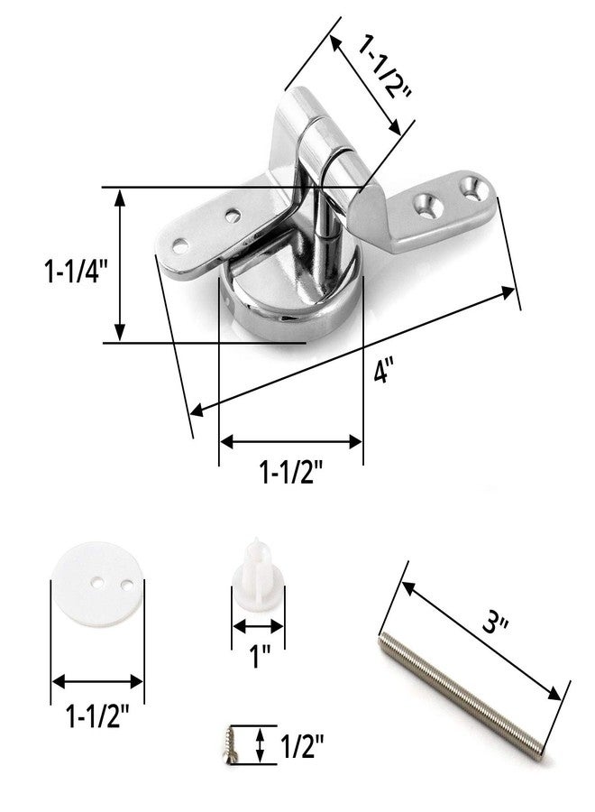 QWORK Toilet Seat Sturdy Hinge Replacement Parts, Stainless Steel Hinge Mountings with Bolts and Nuts, 9/16" Hole Pitch, 3-13/16" Overall Length, Only for Standard Toilets - Image 5