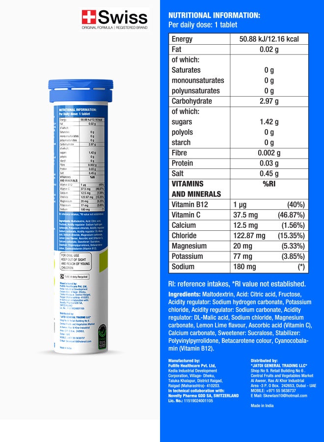 FAST&UP Reload - Hydration Electrolyte Supplement - 20 Effervescent Tablets, Lemon & Lime Flavour - Image 2