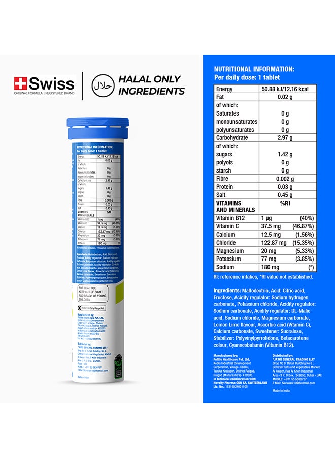 FAST&UP Reload - Hydration Electrolyte Supplement - 20 Effervescent Tablets, Lemon & Lime Flavour - Image 2