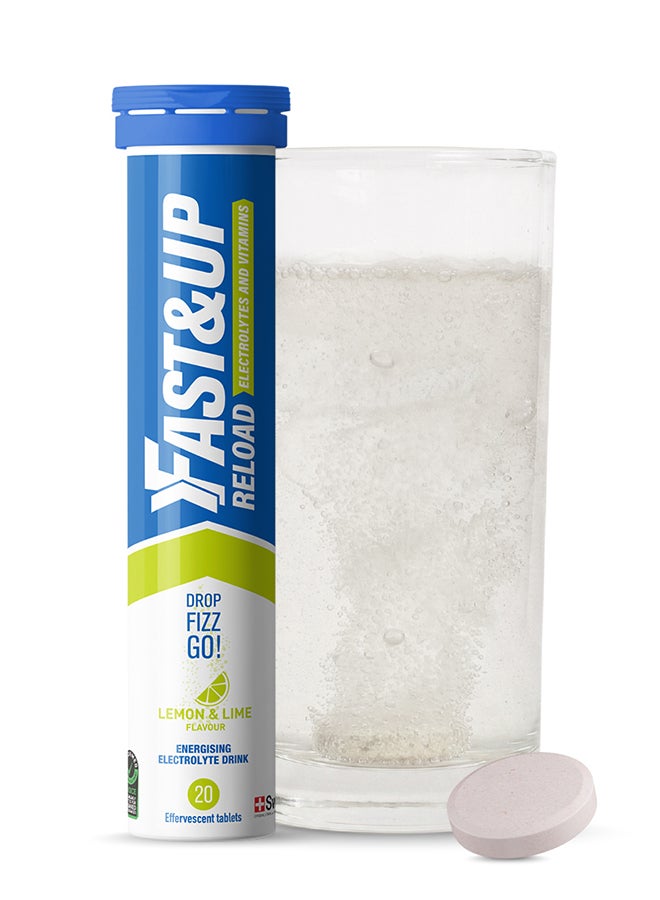 FAST&UP Reload - Hydration Electrolyte Supplement - 20 Effervescent Tablets, Lemon & Lime Flavour - Image 1