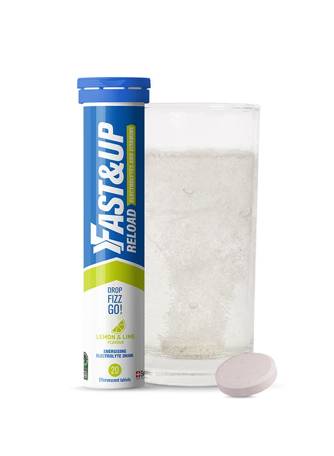 FAST&UP Reload - Hydration Electrolyte Supplement - 20 Effervescent Tablets, Lemon & Lime Flavour - Image 1