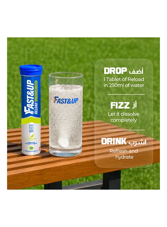 FAST&UP Reload - Hydration Electrolyte Supplement - 20 Effervescent Tablets, Lemon & Lime Flavour - Image 5