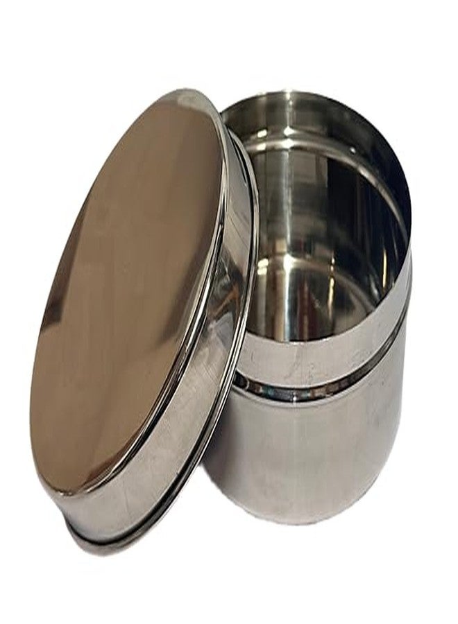 Dynore من الفولاذ المقاوم للصدأ على شكل دائري Dabba/حاوية/Puri Dabba/حاوية تخزين/Dabbi - مجموعة من 1 - Image 5