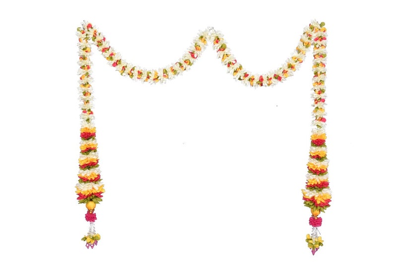 Daedal crafters Cone Shape chintamani Door Set White Toran for Main Door Entrance, Thoran for Mandir & Living Room Décor, Bandarwal for Festival Decoration, Flower Hanging for Home Décor (33x37 inch) - Image 5