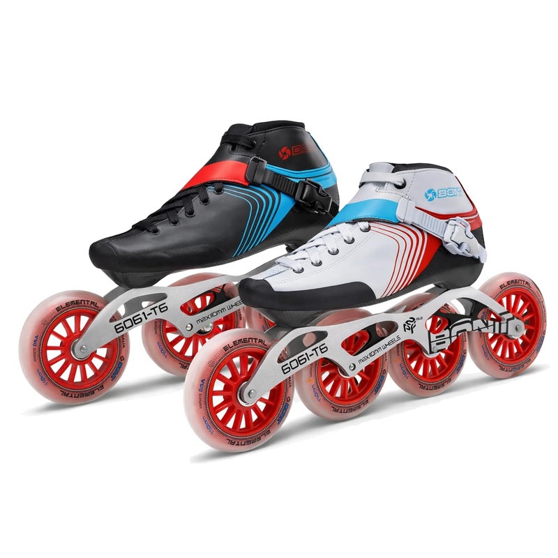 Bont GT4 Inline Speed Skates, Carbon Composite Racing Boots, 6061 T6 Aluminum Frame, Elemental 85A Wheels 100mm 110mm, ABEC5 Bearings (White/Red, 6 (100mm)) - Image 4