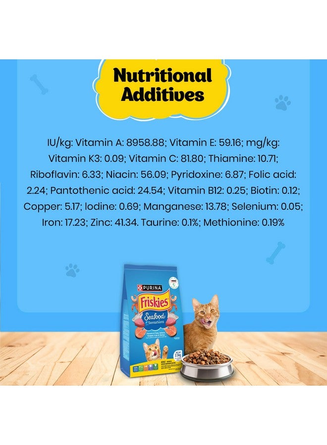 FRISKIES Seafood Sensations Cat Dry Food, Tuna Salmon Whitefish Crab & Shrimp Flavours, 2.5Kg, Packet, Adult - Image 5