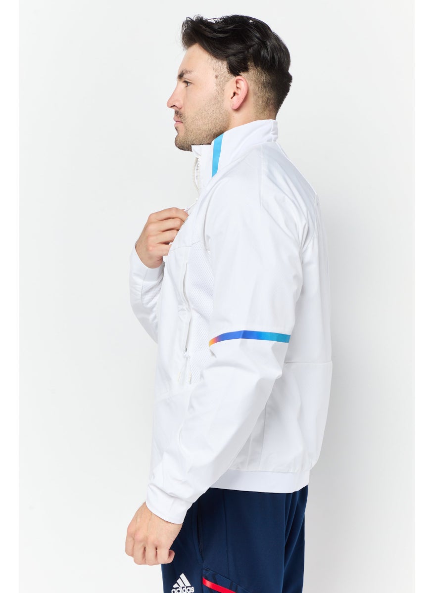 Adidas Men Sportswear Fit Long Sleeve Football Jackets, White  - Image 3