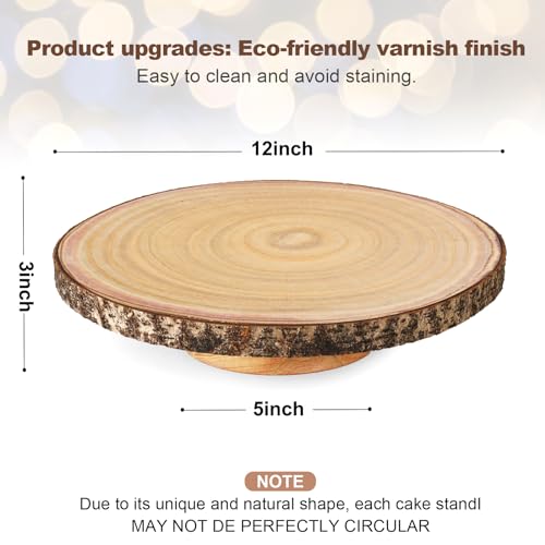 Relaxing Garden 12” Wood Cake Stand with Wooden Slice Cake Topper and Cake Cutting Set, Suitable for Wedding Receptions or Any Special Events - Image 5