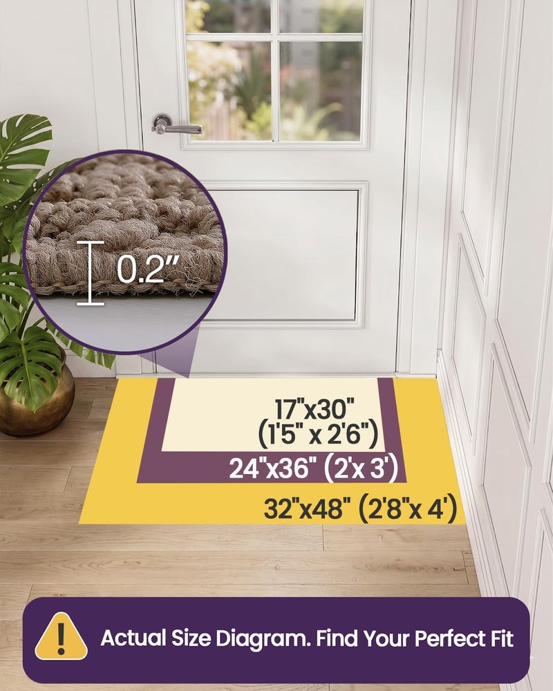 DEXI Front Door Mat Inside Entrance Non Slip 60 x 90 cm, Washable Indoor Doormats Low Profile, Dirt Trapping Welcome Mat for Floor Home Entryway Porter Hall Backdoor Area, Beige - Image 2