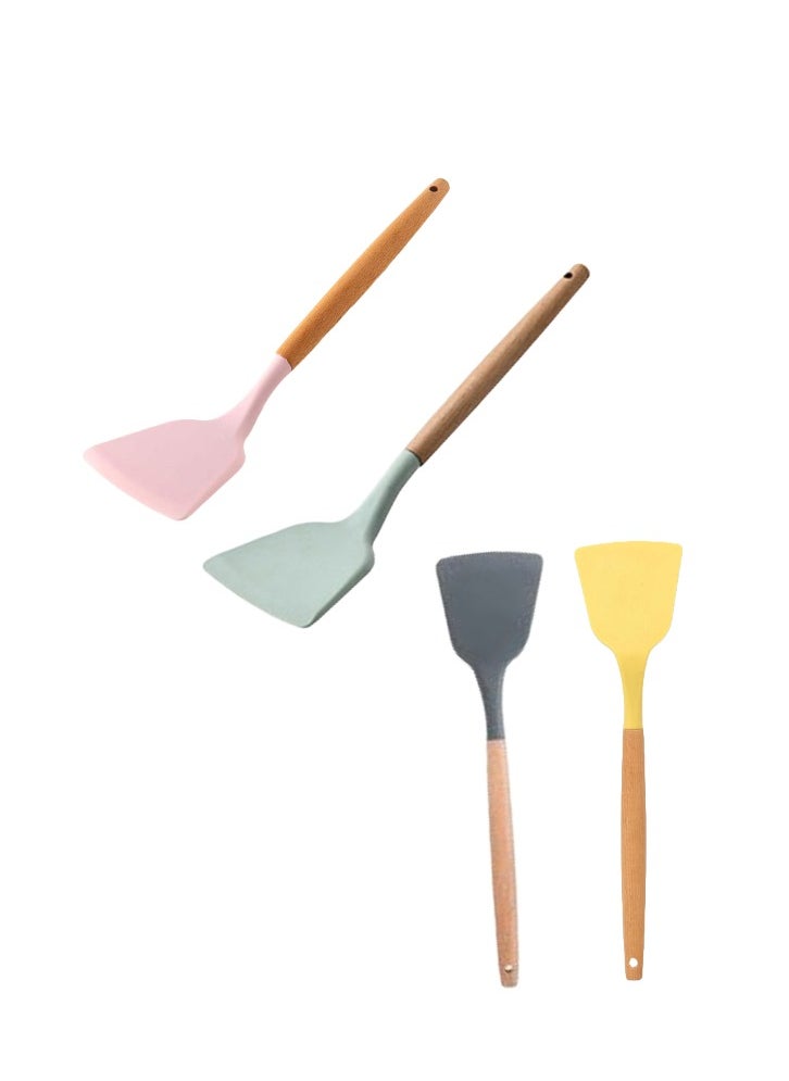Ayda - Silicone Spatula Turner with Wooden Handle - Image 1