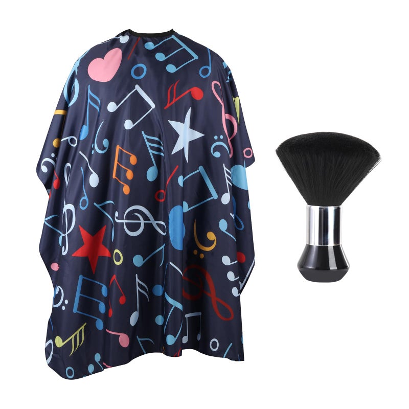 YELEGAI Professional Hair Cutting Cape with Neck Duster Brush, Waterproof Salon Barber Cape with snaps, Barber Accessories for Men, Women and Kids(Music Notation) - Image 1