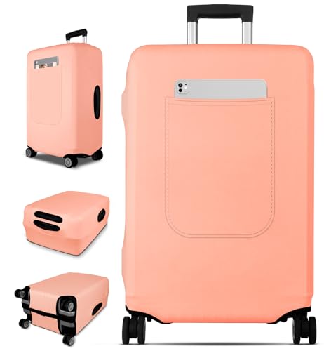 Slohif Luggage Cover for Suitcase Tsa Approved Protector - Luggage Sleeve Suit Case Cover Travel Stretch Large Baggage Case Protective Washable Fit 24-27 Inch Rose - Image 1