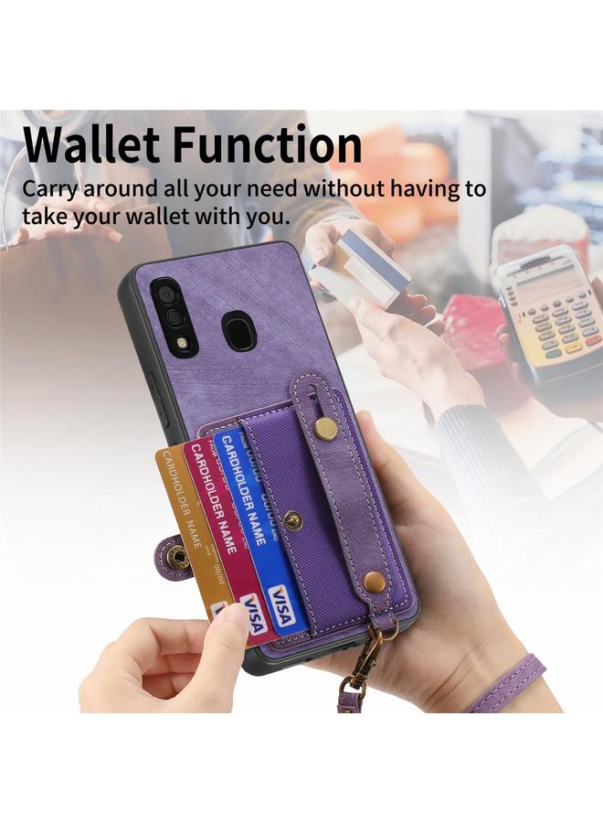 S-TOP Case For Samsung Galaxy A30/A20/M10s Retro Cross Wristband Wallet Leather Back Phone Case - Image 4