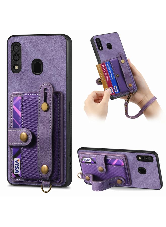S-TOP Case For Samsung Galaxy A30/A20/M10s Retro Cross Wristband Wallet Leather Back Phone Case - Image 1