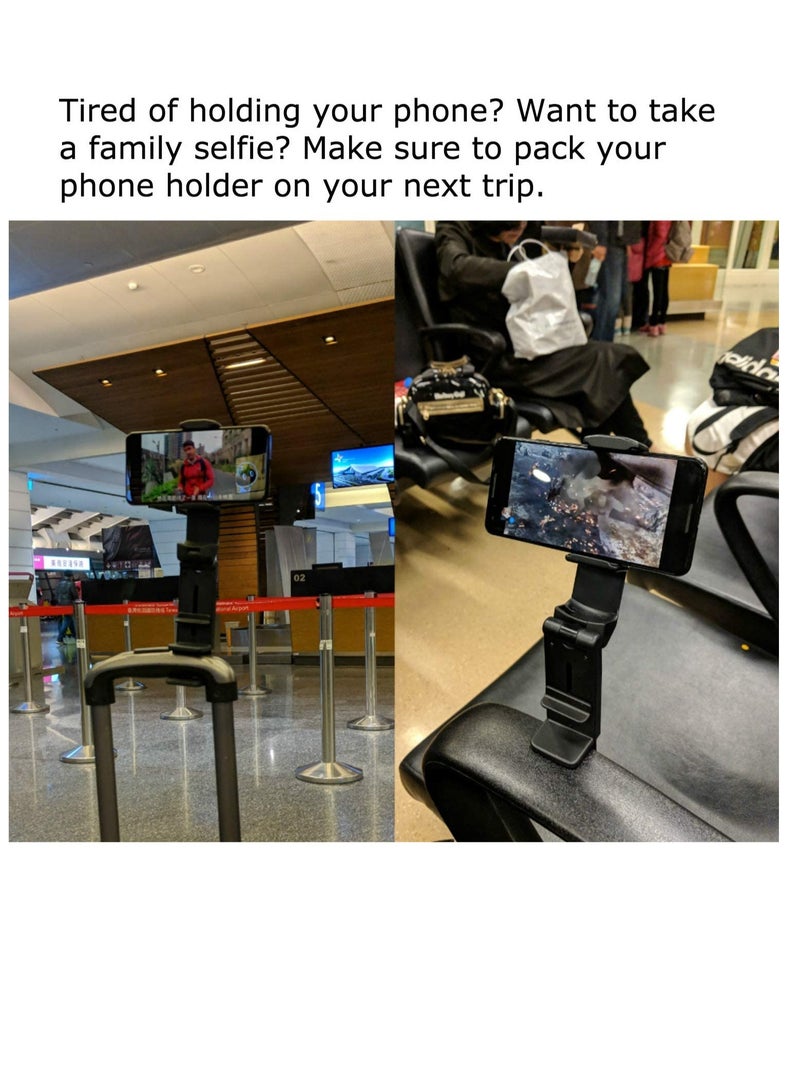 SYOSI Universal in Flight Airplane Phone Holder Mount, Handsfree Phone Holder with Multi-Directional Dual 360° Rotation for Desk,Tray,Pocket Size Must Have Travel Essential Accessory for Flying - Image 4