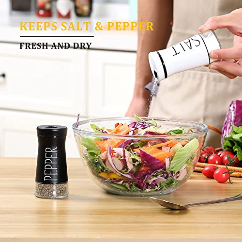 KITOME Salt and Pepper Shakers Set with Adjustable Pour Holes for Kitchen. (Black & White) - Image 2