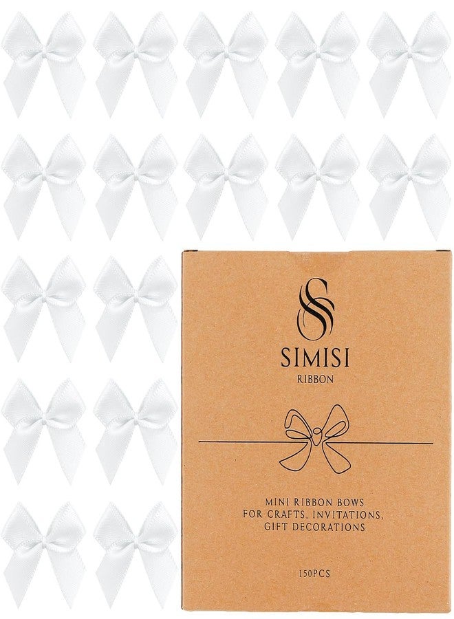 SIMISI RIBBON 150 Pieces White Mini Ribbon Bows for Crafts Tiny Satin Bow for Gift Wrapping, Invitations, Christmas Tree - Image 1