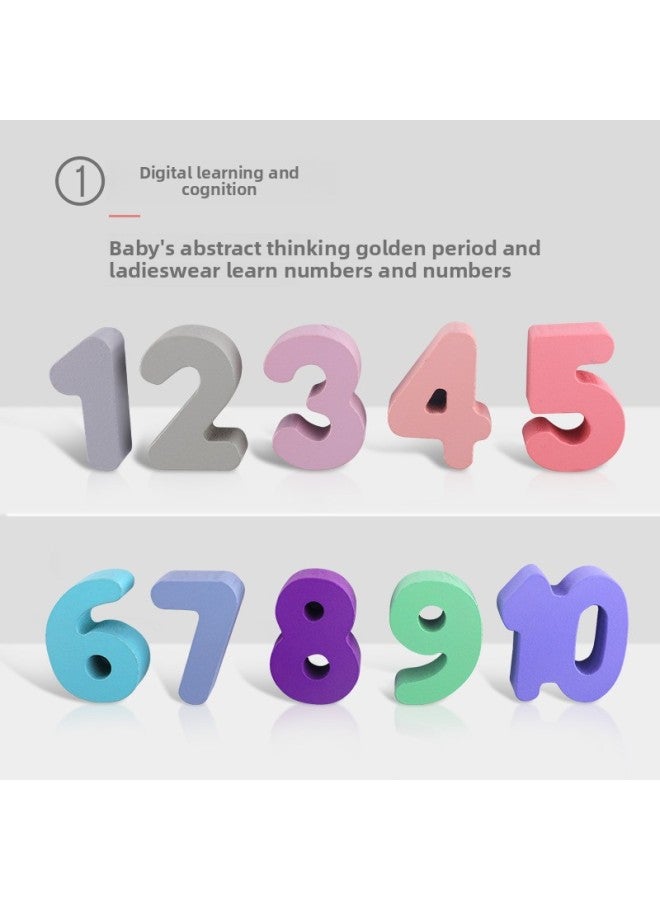 Macaron Number Shape Four-in-One Logarithmic Board Fishing Toy 345-Year-Old Kindergarten Learning Mathematics 6 Wooden Puzzle-Color:MWZ Four-in-one Fishing Logarithmic Board - Image 5