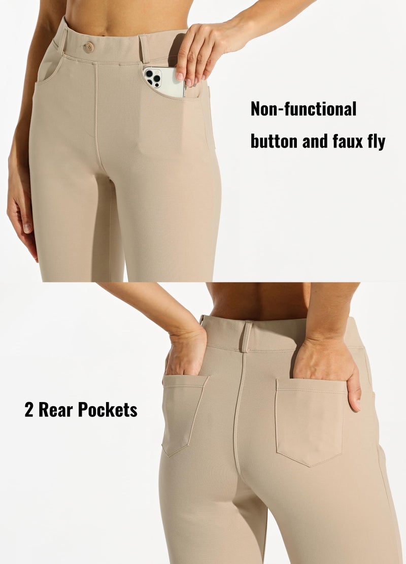 Willit 31" Women's Yoga Dress Pants Straight Leg Work Slacks Stretchy Office Casual Pants 4 Pockets Belt Loops Khaki M - Image 5