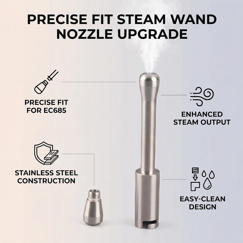 RIZGHWOY Coffee Machine Steam Nozzle Tip 304 Stainless Steel Multiple Holes Upgrade Replacement for EC680 EC685 EC310 330 EC9335 Coffee Machines - Image 5
