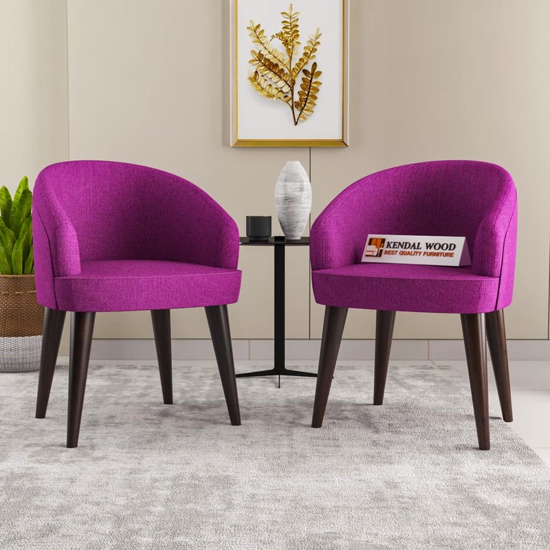 KENDALWOOD Furniture Solid Sheesham Wood Dining Chair Chair Set of 2 Study Chair Multipurpose Chair Walnut Finish with Purple Cushions DIYDoItYourself