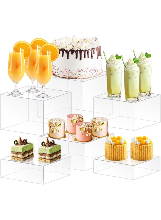 TPGP 6Pcs Buffet Risers, Food Risers for Buffet, Acrylic Boxes for Display Cube Riser Display Cases Acrylic Square Cube Display Base, Clear - Image 1